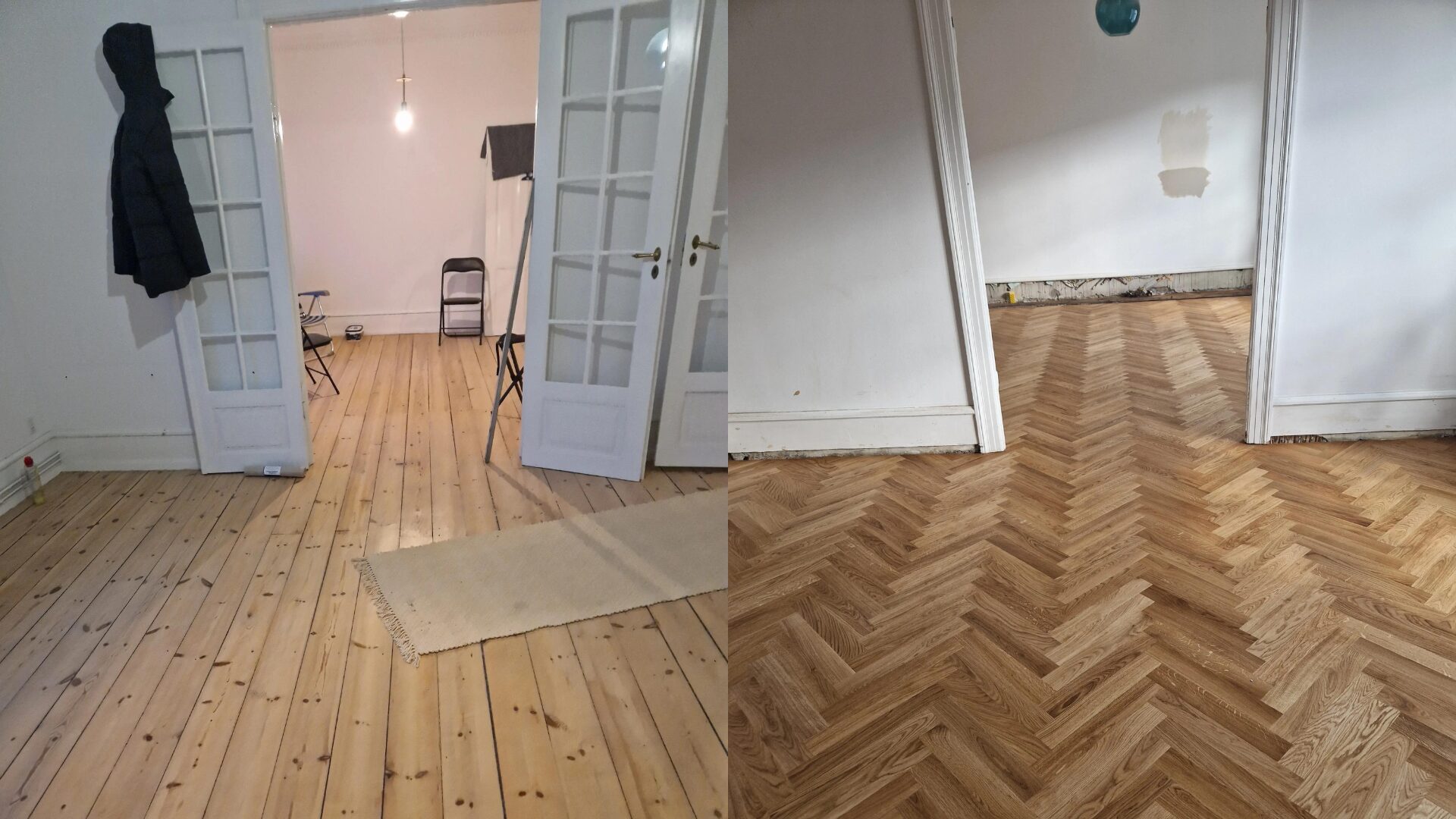 Før og efter billede af sildebensparket