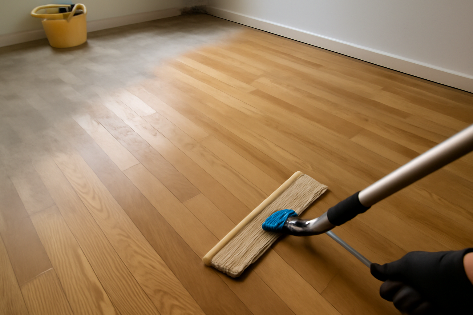 Illustration af: Få skinnende trægulve uden skader: sådan vasker du korrekt
