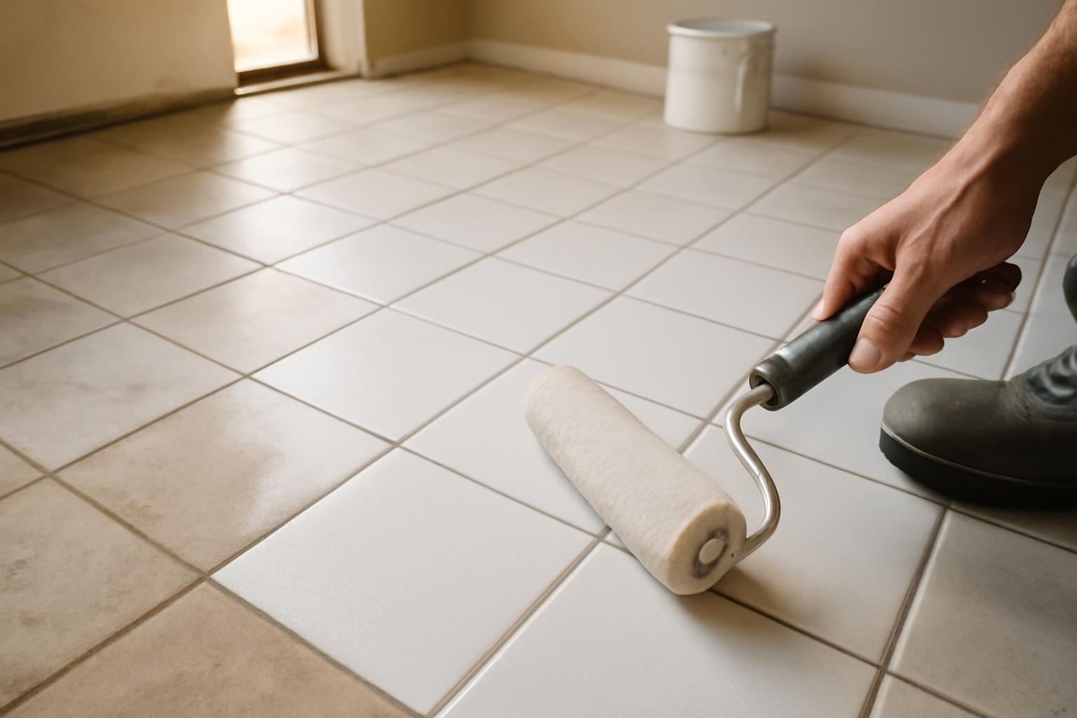 Illustration af: Kan man forvandle gulvklinker med maling?