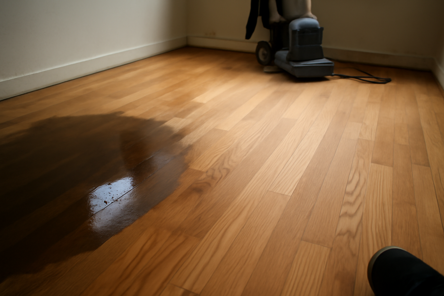 Illustration af: Sådan redder du dit trægulv fra en lille vandskade: hurtig handling er nøglen