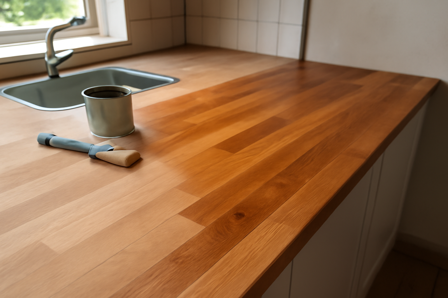 Illustration af: Vælg den rette behandling: olie eller lak til din bordplade?