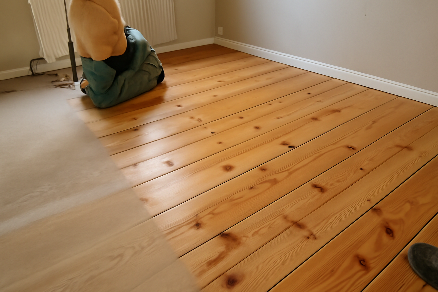 Illustration af: Giv dit hjem varme og personlighed med oliebehandlet fyrretræsgulv